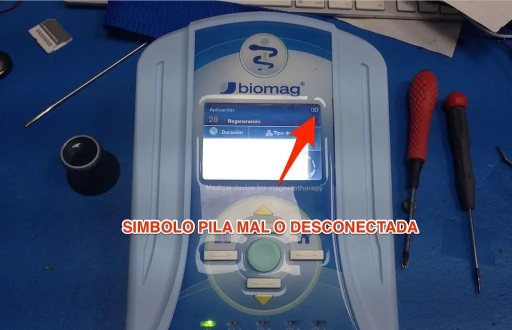 reparación de biomag lumina error de la batería mal o desconectada